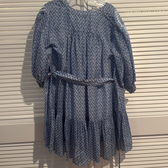 Sandro Tiered Floral-print Crepe Midi Dress Blue/Blanc Size EU 38 New w/Tags - Picture 10 of 12